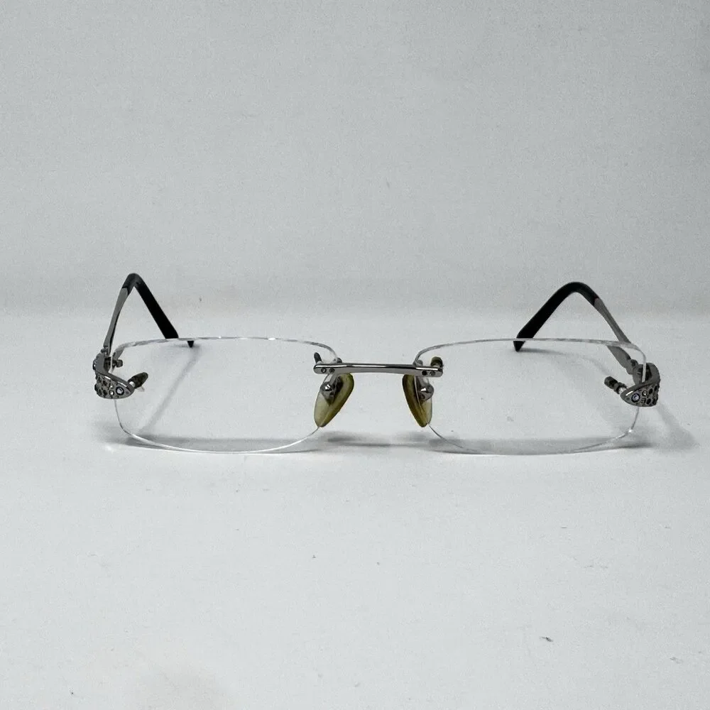 Bvlgari 2049-B 322 Rimless Eyeglass Frames Blue Crystal 51-16-135 READ